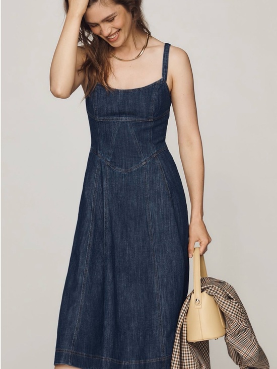 Anthropologie Dresses & Skirts - Anthropologie Dark Blue Denim midi dress